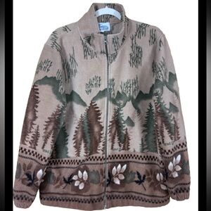 Traditions Country Collection Women’s Cabincore Sweater XL Front Zip Landscape